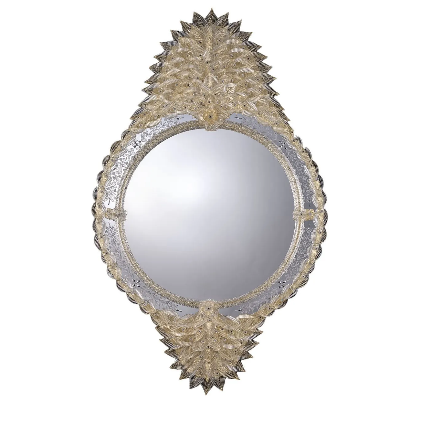 Specchio da parete Queen con foglia d'oro