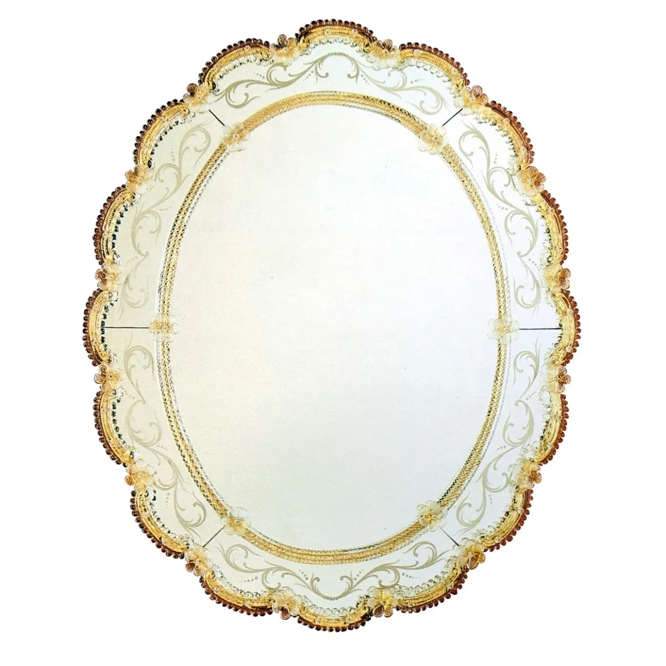 Specchio da Parete Risso in Cristallo Dorato