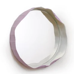 Specchio da parete rotondo in ceramica viola Ninfea 40 di Paronetto e Botticelli