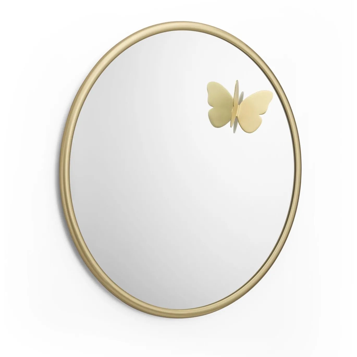 Specchio da parete rotondo in ottone Butterfly di Richard Hutten