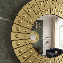 Specchio da parete rotondo Mida in oro