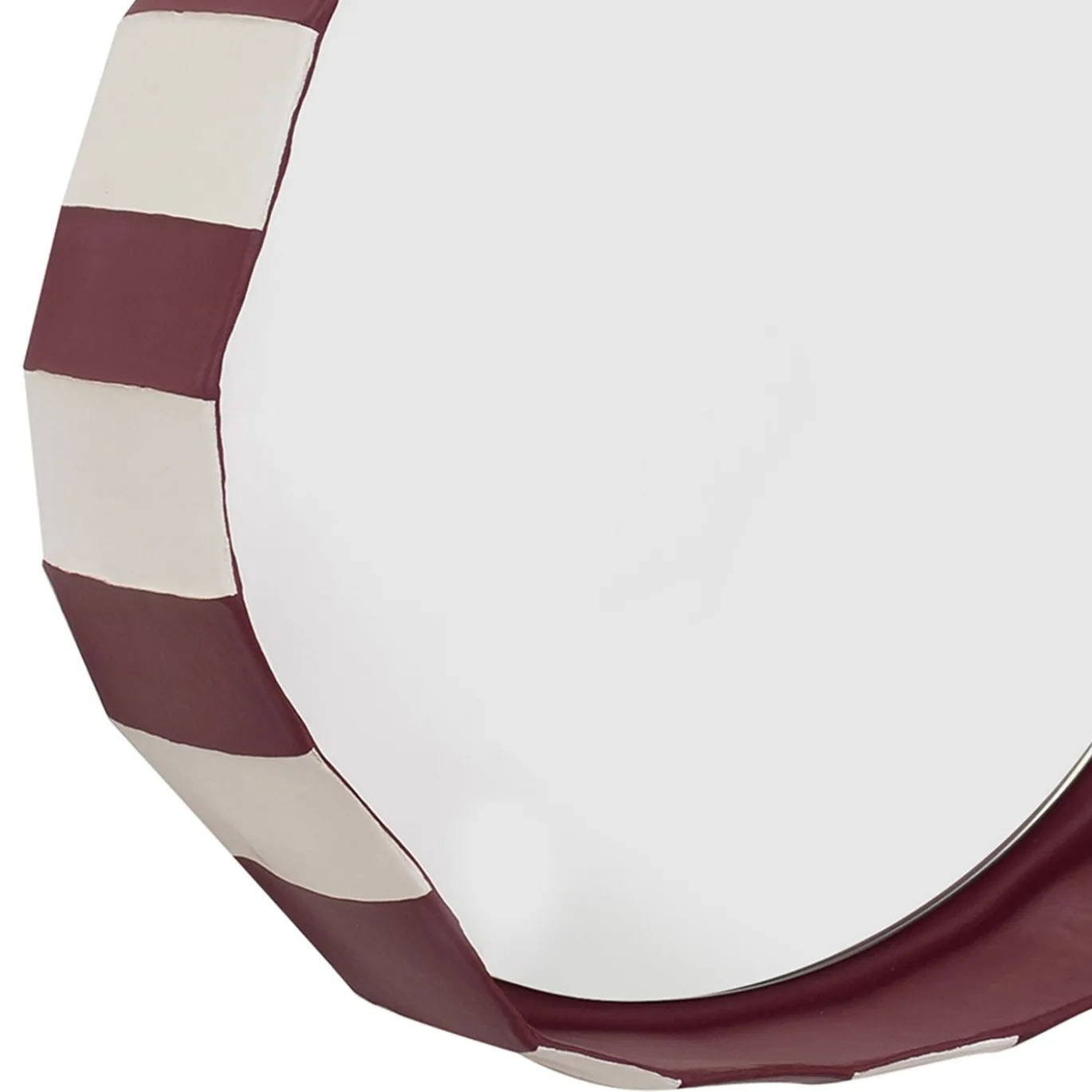 Specchio da parete rotondo Ninfea Nova 30 in ceramica bianca e bordeaux di Paronetto e Botticelli