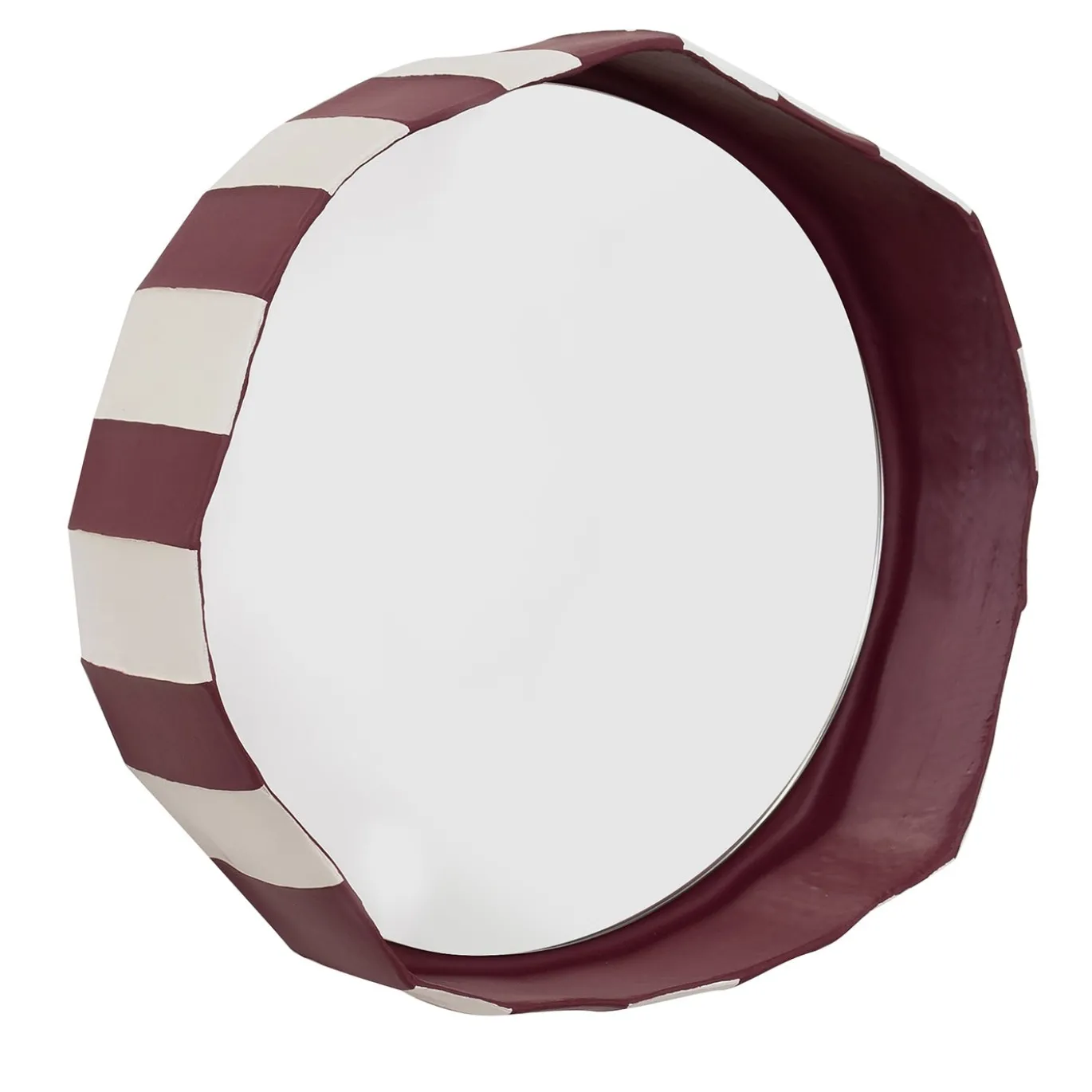 Specchio da parete rotondo Ninfea Nova 30 in ceramica bianca e bordeaux di Paronetto e Botticelli