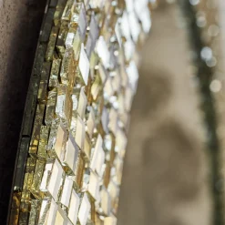 Specchio da parete rotondo Sovrapposto in mosaico d'oro