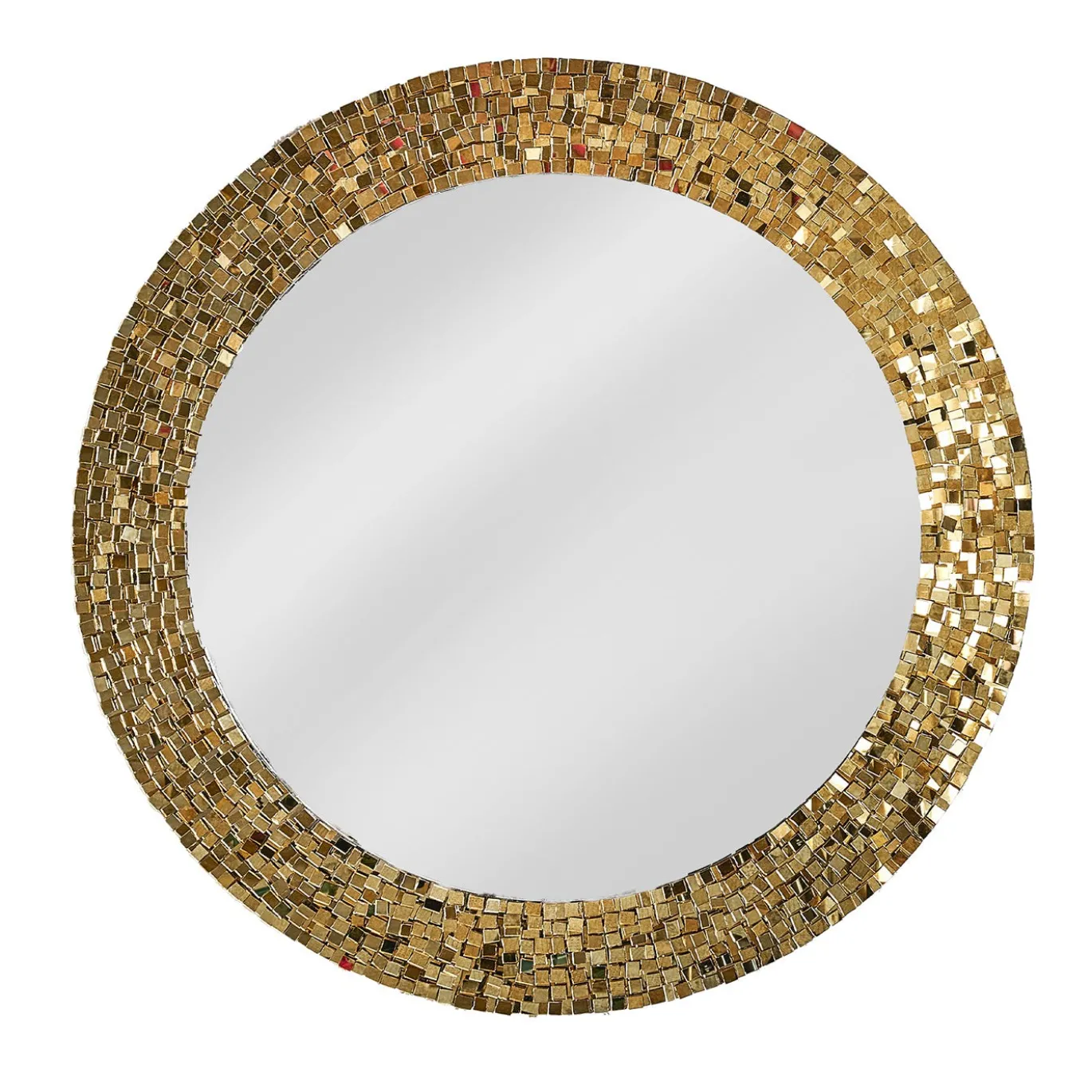 Specchio da parete rotondo Sovrapposto in mosaico d'oro