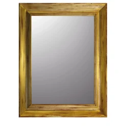 Specchio da parete verticale con cornice guantiera oro