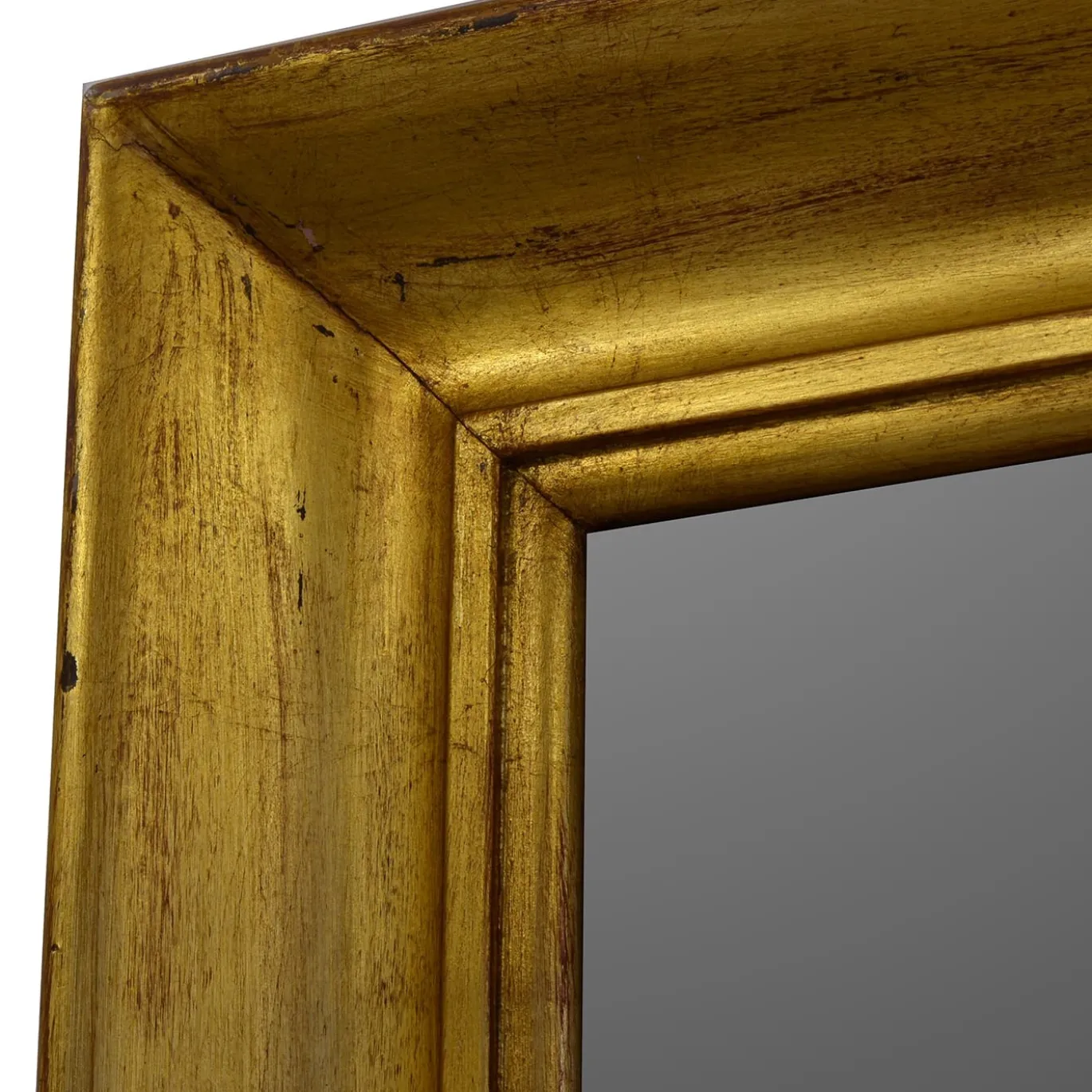 Specchio da parete verticale con cornice guantiera oro