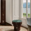 Specchio da Pavimento in Noce e Marmo Verde Alpi della Collezione Carabottino in Edizione Limitata