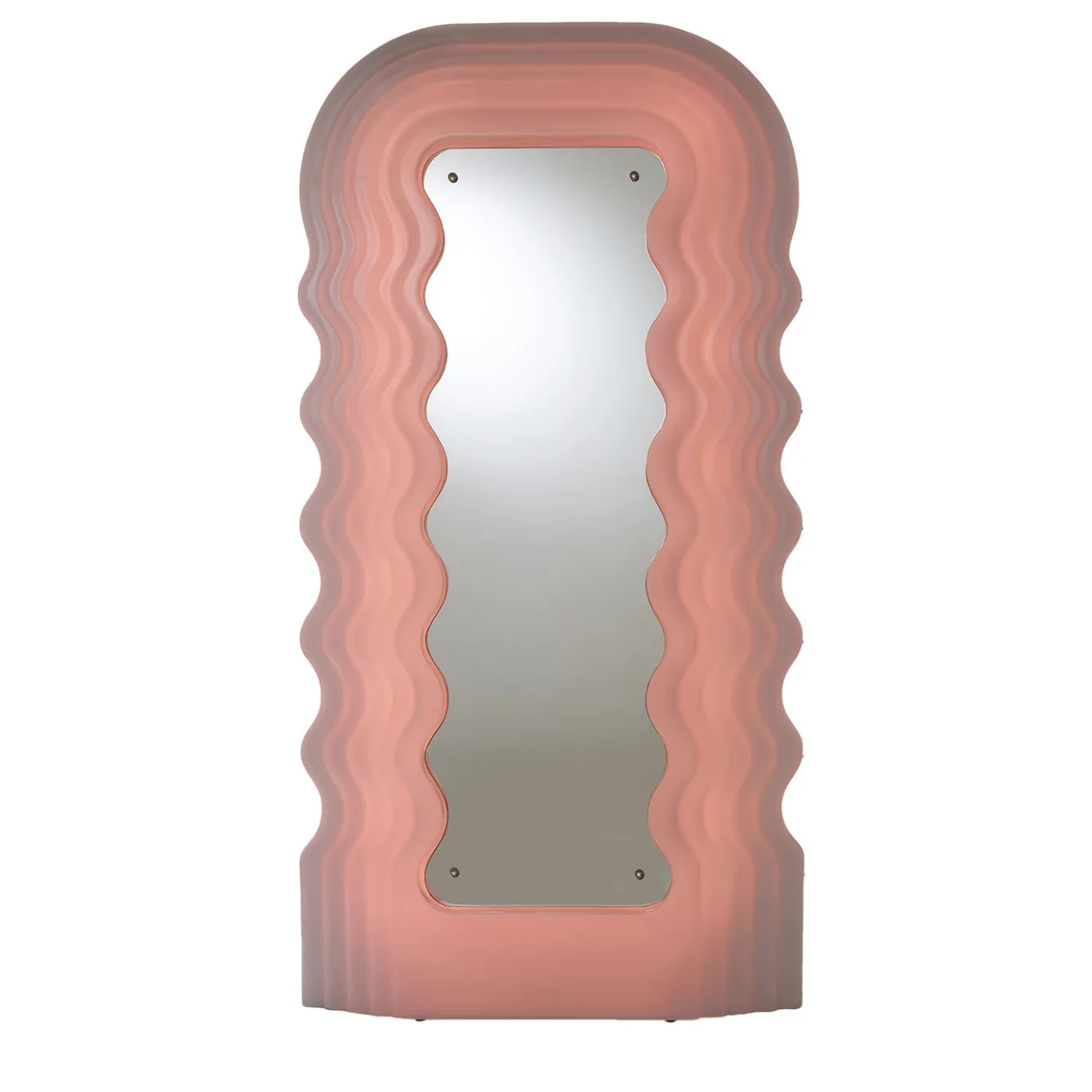Specchio da Terra e Lampada Ultrafragola in Opalina Rosa di Ettore Sottsass