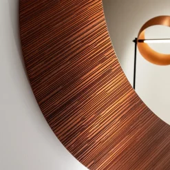 Specchio Decor Rotondo in Mogano con Cornice Intagliata