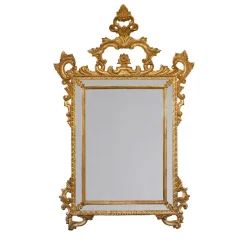 Specchio in Legno di Tiglio con Foglia d'Oro in Stile Veneziano del XVIII Secolo Gondi