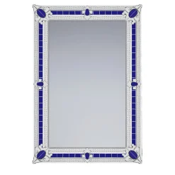 Specchio in vetro di Murano contemporaneo blu San Toma