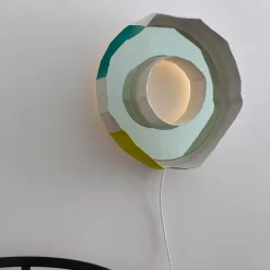 Specchio-lampada Reflections Ring Aura 50 gialla e verde