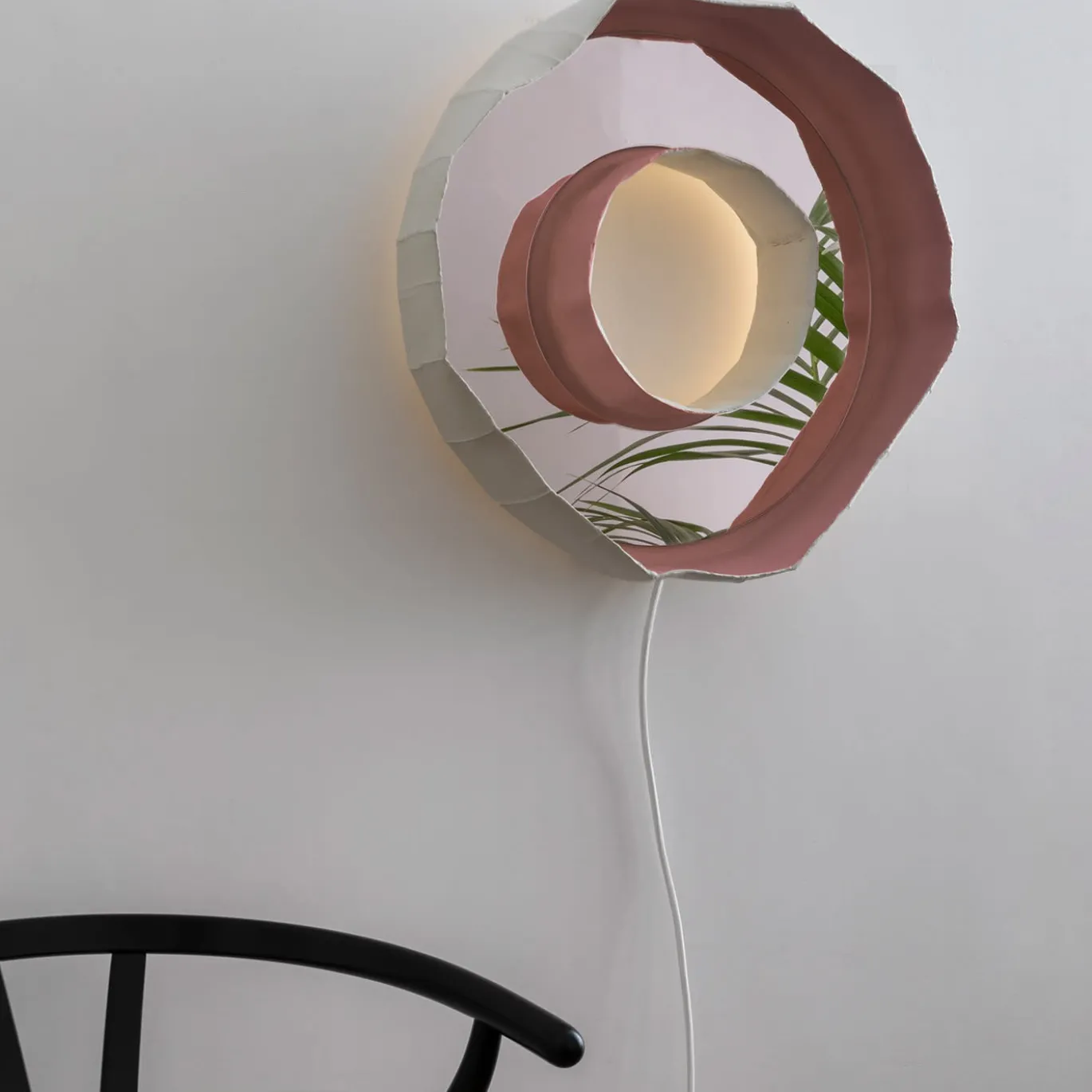 Specchio-lampada Reflections Ring Aura 50 Rosa