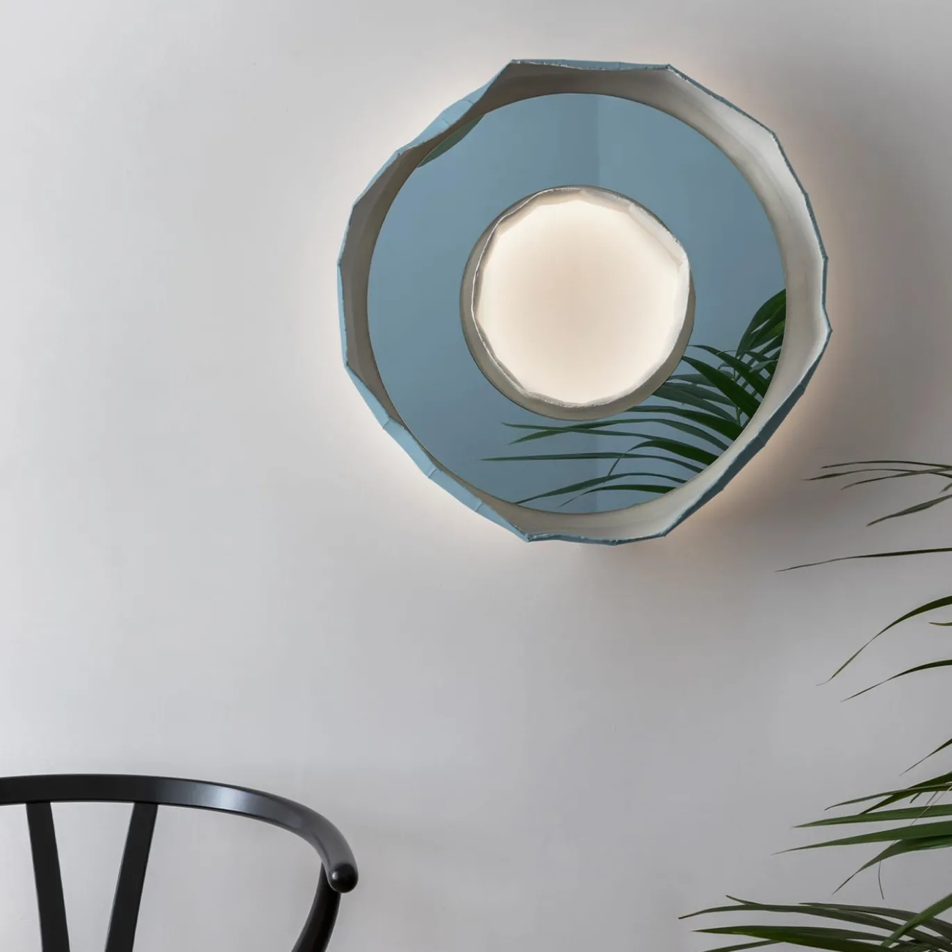 Specchio-lampada Reflections Ring Aura 50 Blu