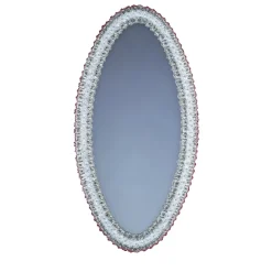 Specchio ovale in vetro di Murano Roseto