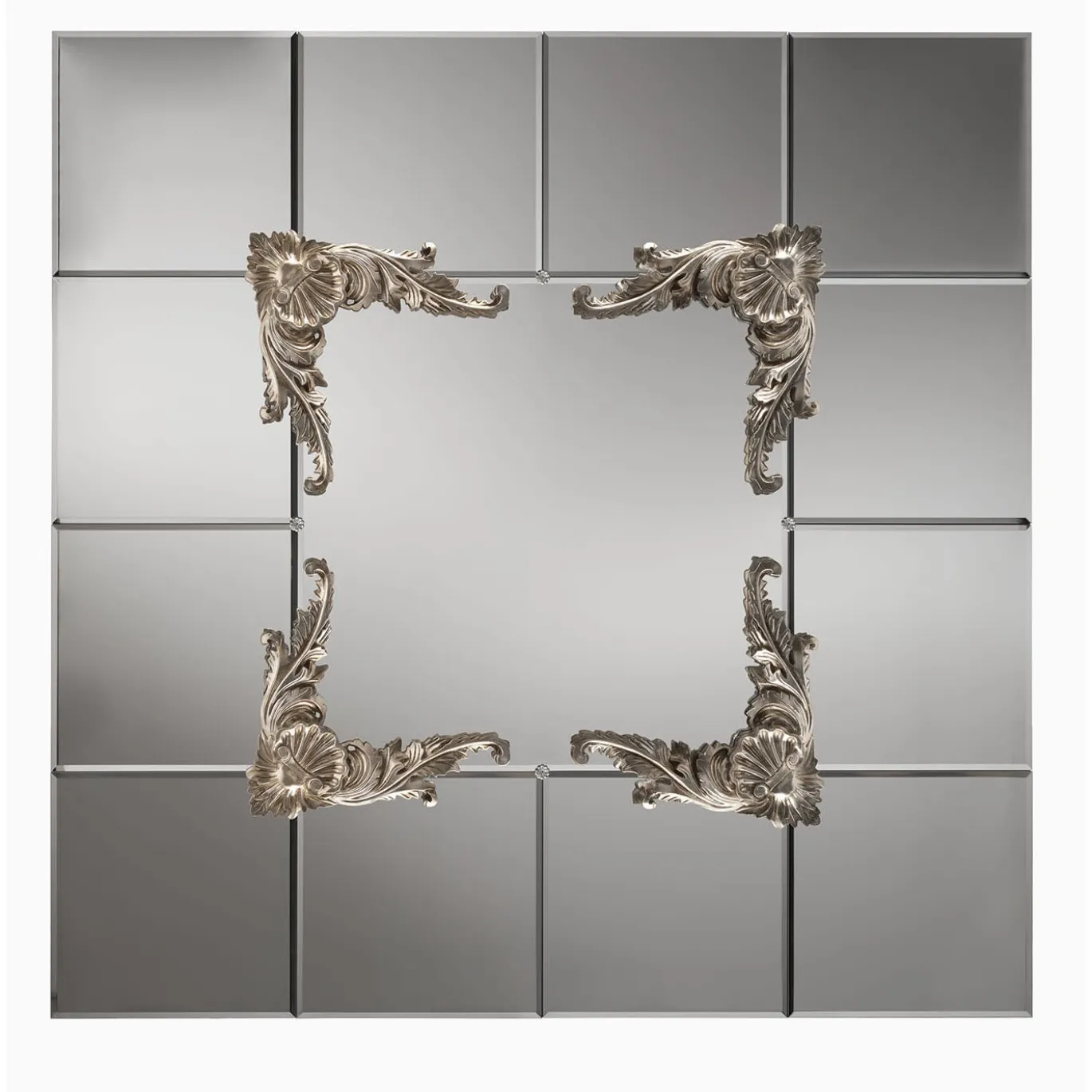 Specchio quadrato Checked in foglia d'argento Deco-Style