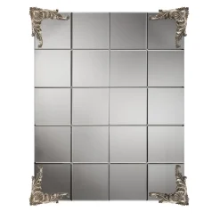 Specchio rettangolare Checked in foglia d'argento Deco-Style