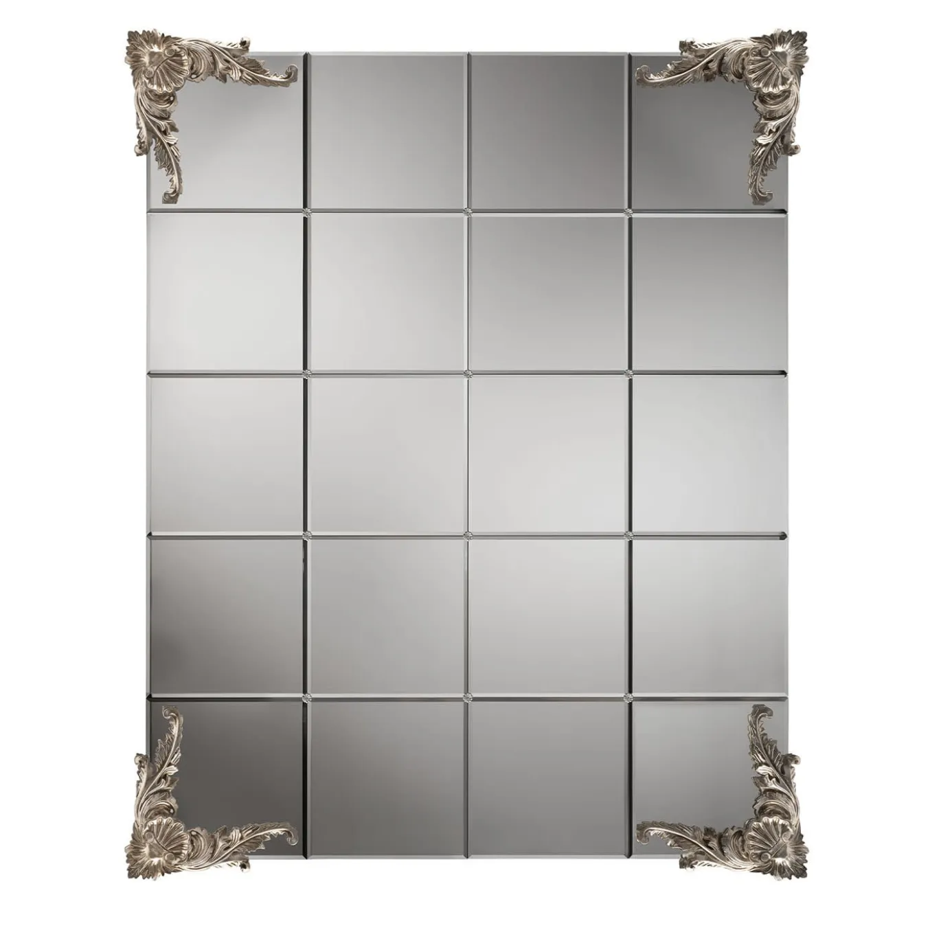 Specchio rettangolare Checked in foglia d'argento Deco-Style