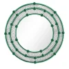 Specchio Rotondo Ostregher Con Decoro Floreale Verde In Vetro Di Murano