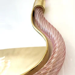 Specchio Torchon in vetro rosa e oro