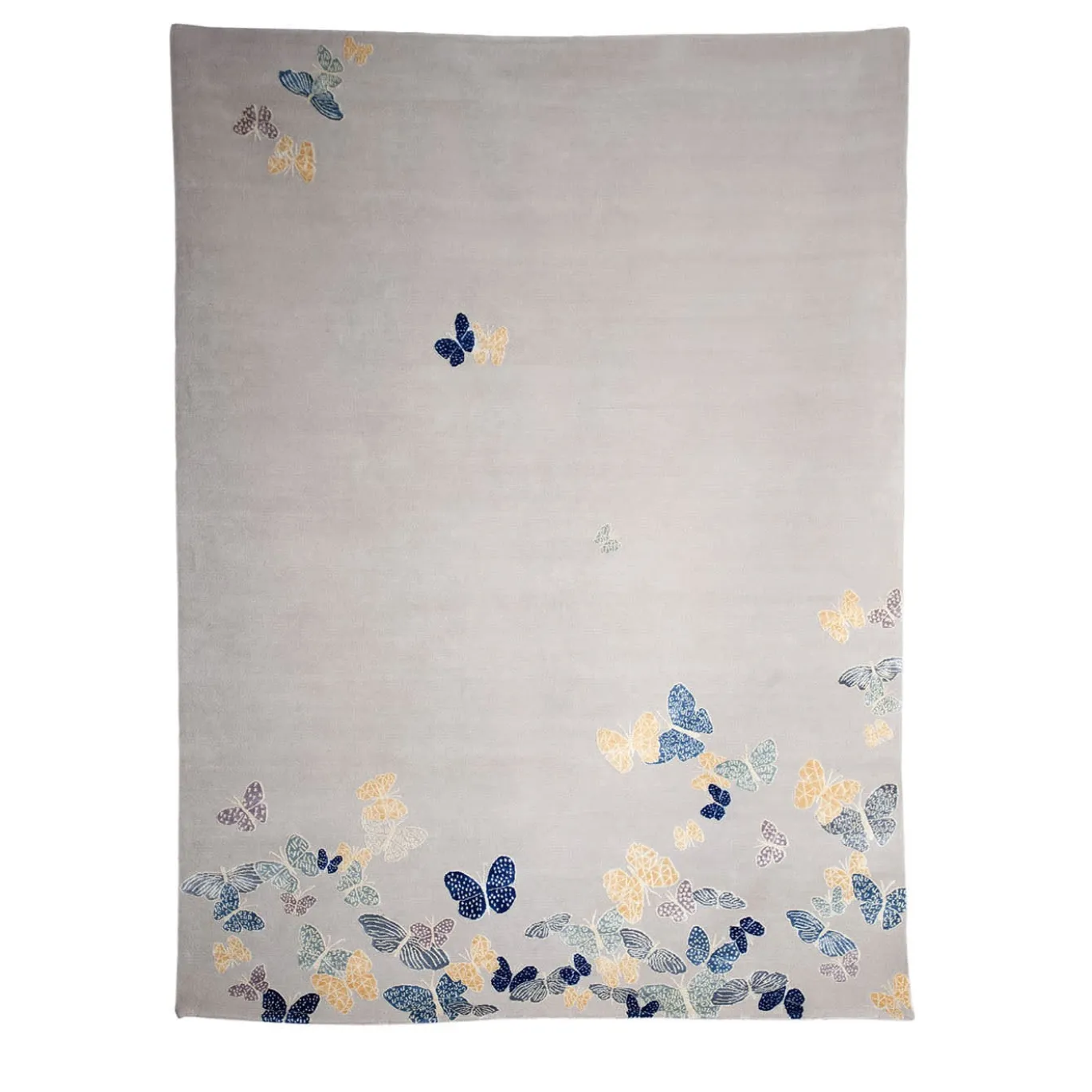 Spirit in The Sky Butterfly Beige Tappeto in lana e seta fatto a mano