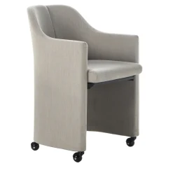 S142 Poltrona alta beige con rotelle di Eugenio Gerli
