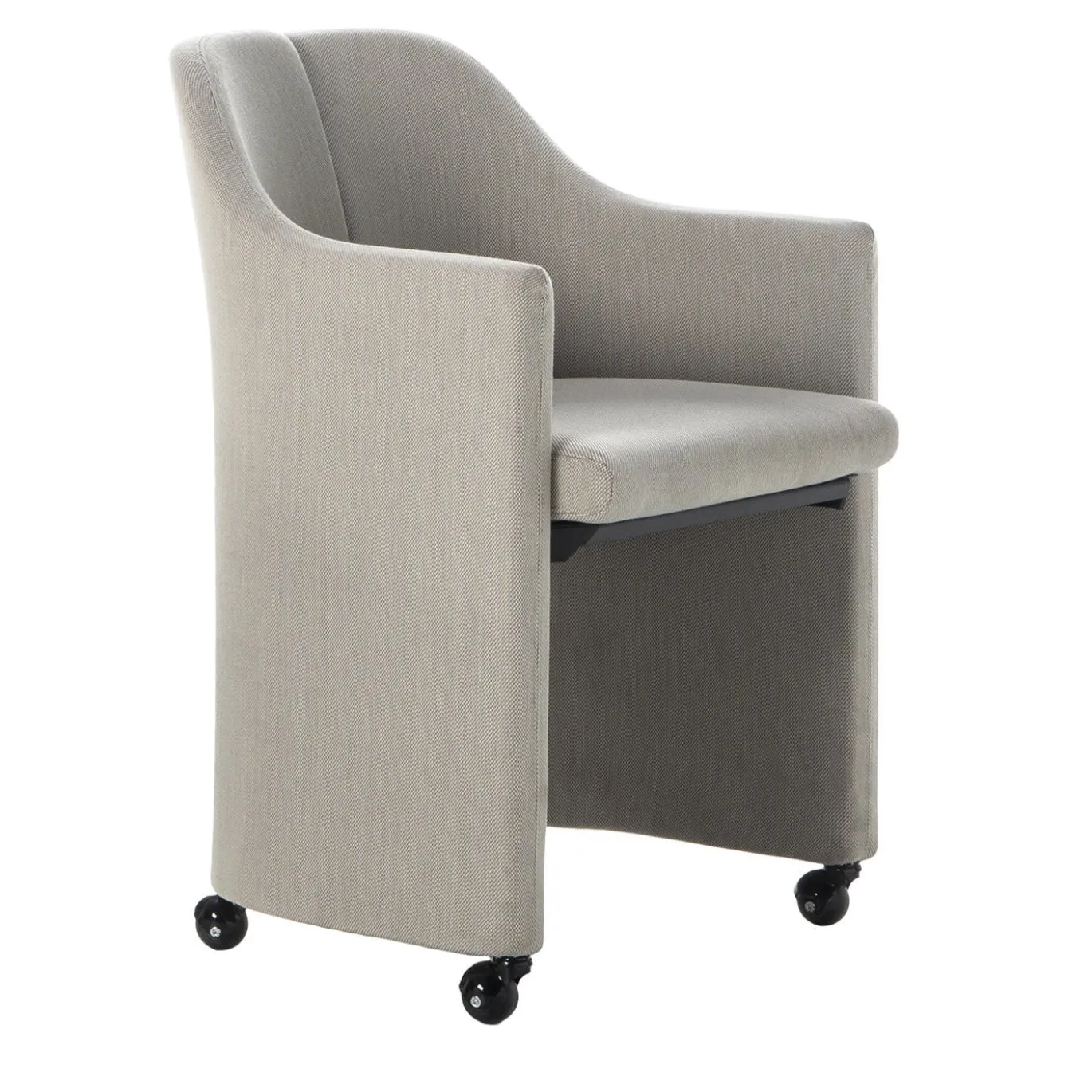 S142 Poltrona alta beige con rotelle di Eugenio Gerli