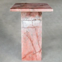 SST016-5 Tavolino Laterale Retangolare in Marmo Onice Rosa