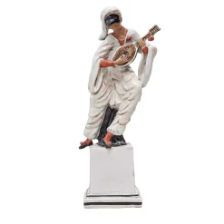 Statua Pulcinella Piccola in Ceramica Bianca