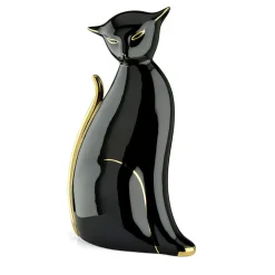 Statuetta Gatto Orientale in Porcellana Nera