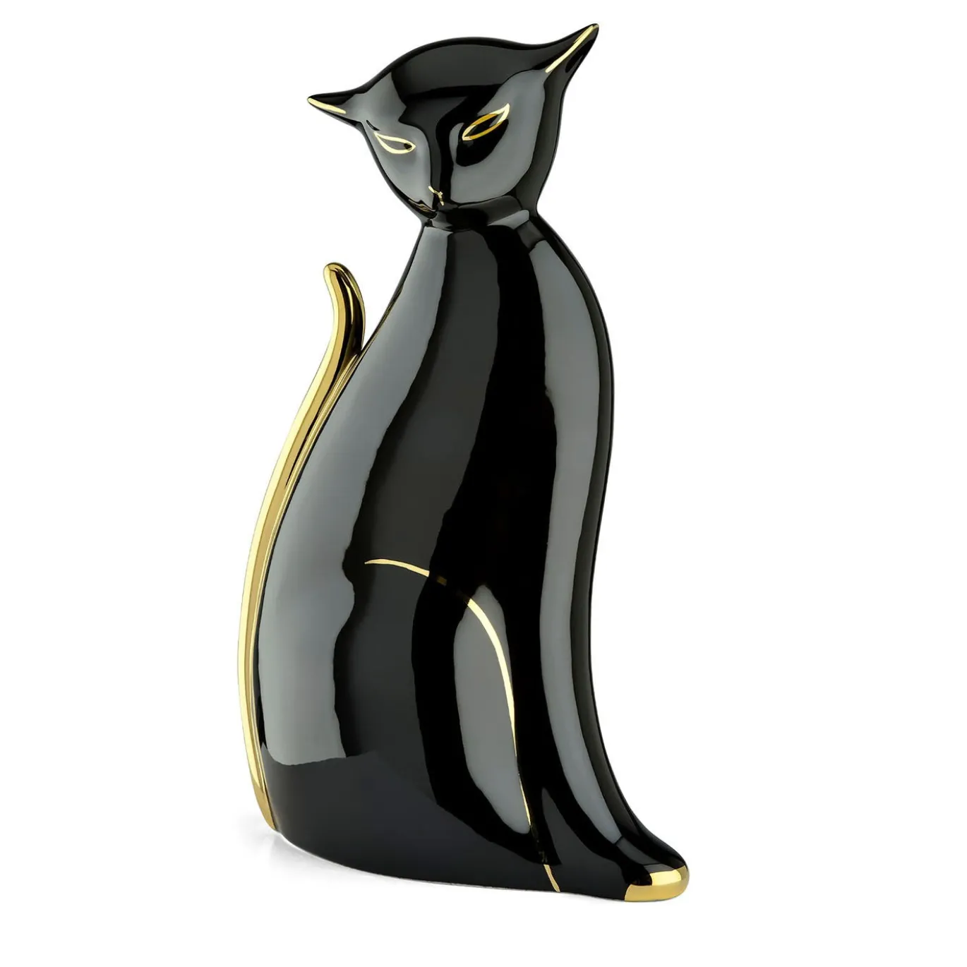 Statuetta Gatto Orientale in Porcellana Nera
