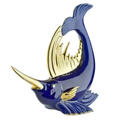 Statuetta Pesce Marlin in Porcellana Blu