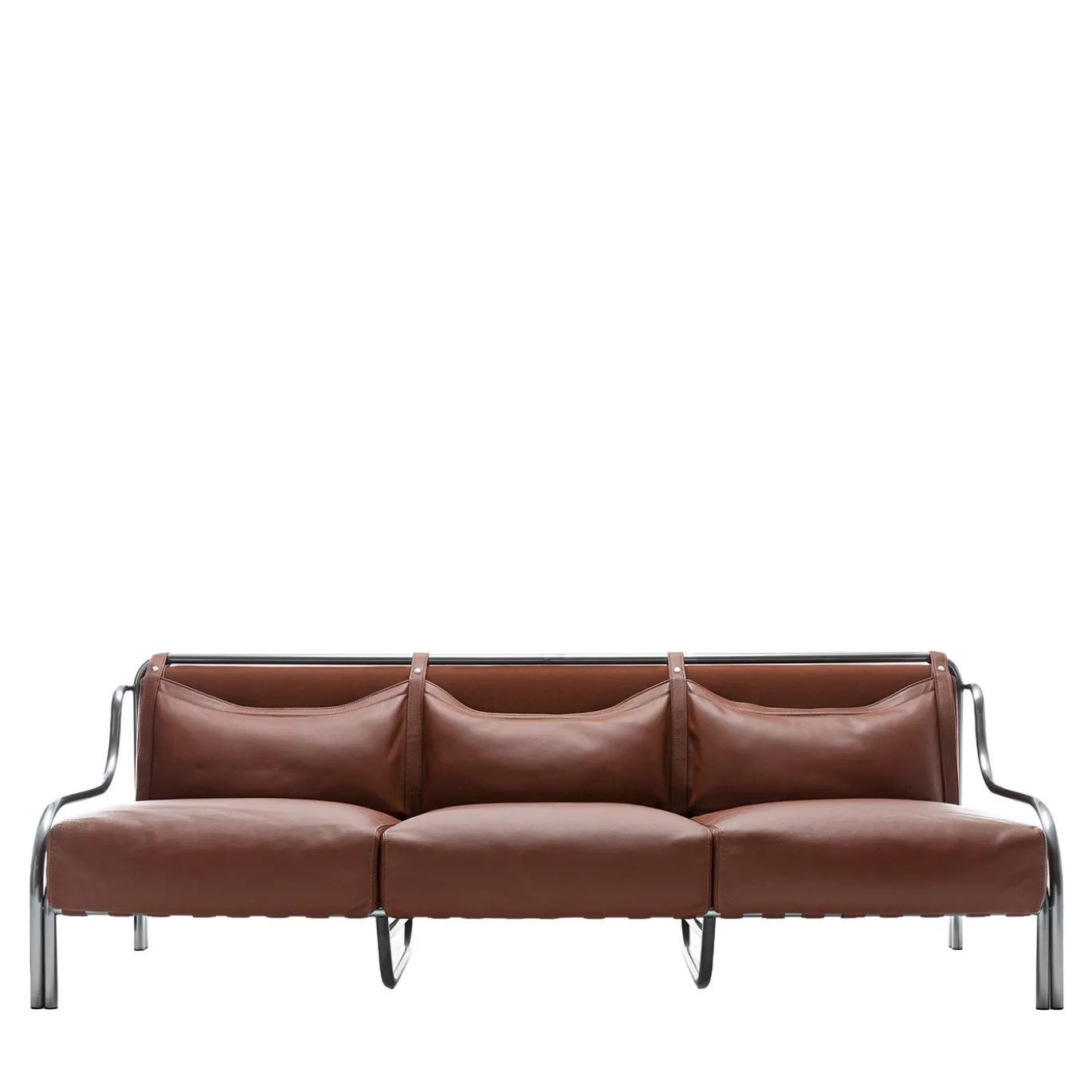 Stringa 1963 Divano da Esterno a Tre Posti in Pelle Terracotta di Gae Aulenti