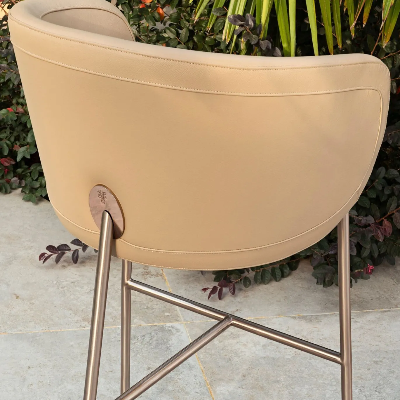 Sunny Sgabello Alto in Pelle Beige