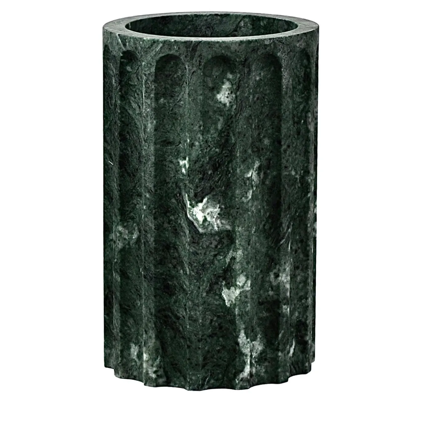 TAN Vaso a colonna in marmo del Guatemala verde satinato