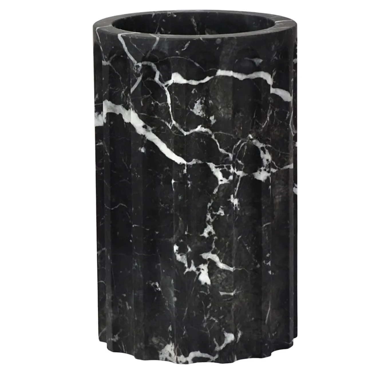 TAN Vaso a colonna in marmo Marquina nero satinato