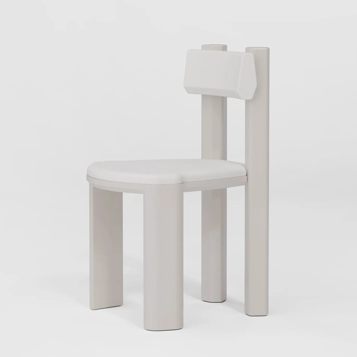Taoto White Leather And Glossy Tortora Wood Dining Chair
