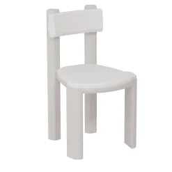 Taoto White Leather And Glossy Tortora Wood Dining Chair