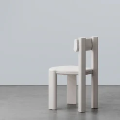Taoto White Leather And Glossy Tortora Wood Dining Chair