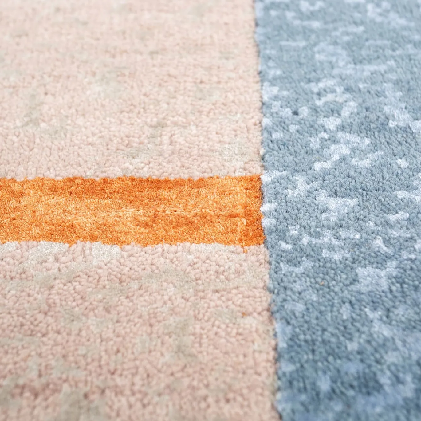 Tappeto Annodato A Mano Old Rose & Twilight Blue