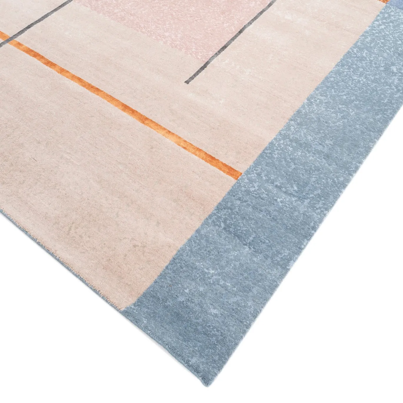 Tappeto Annodato A Mano Old Rose & Twilight Blue