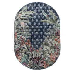 Tappeto Annodato A Mano Peacoat & Old World Blue Oval