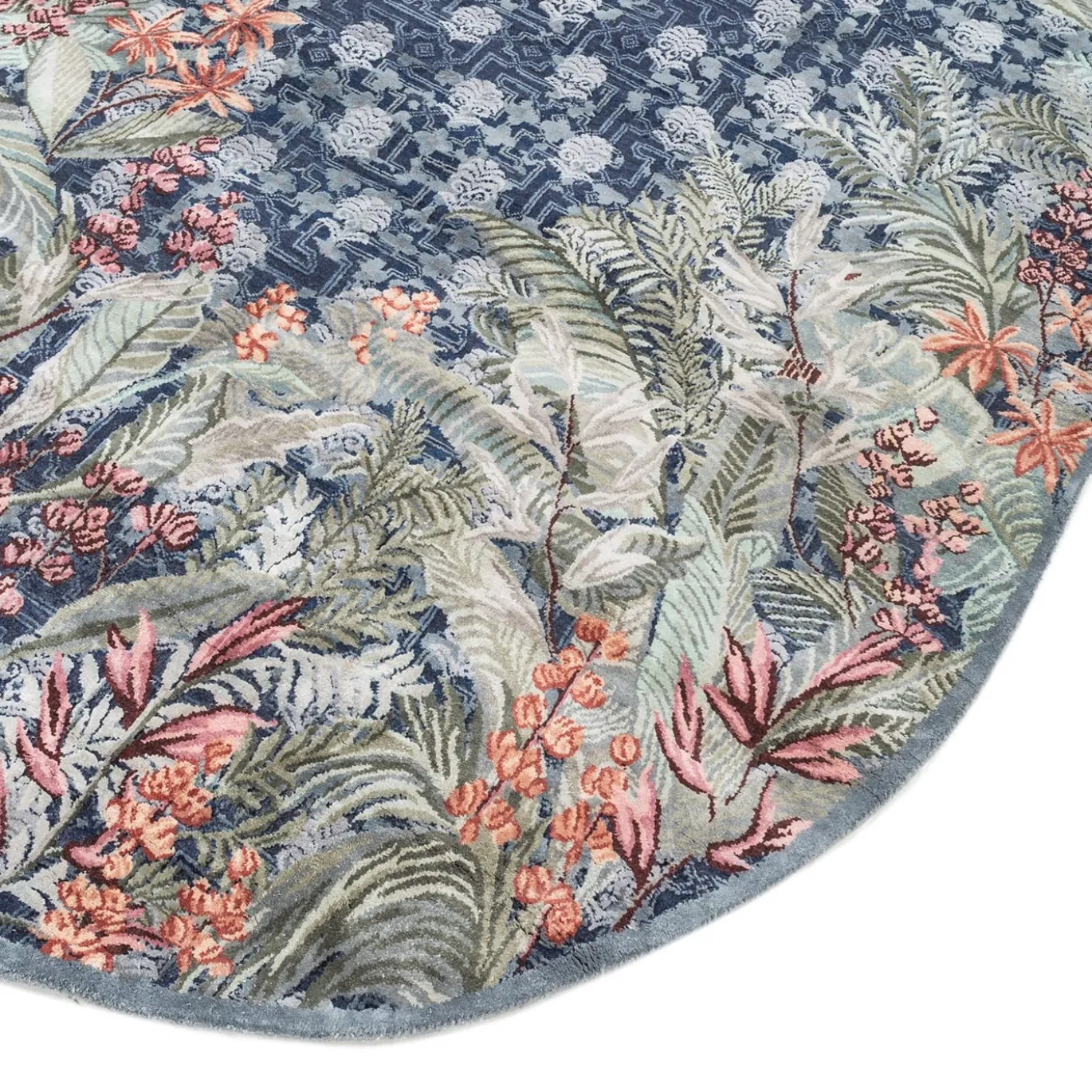 Tappeto Annodato A Mano Peacoat & Old World Blue Oval