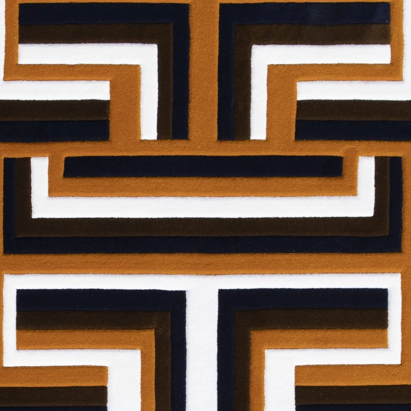 Tappeto Castelbarco geometrico in lana della Nuova Zelanda marrone/nero/bianco