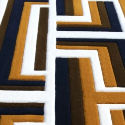 Tappeto Castelbarco geometrico in lana della Nuova Zelanda marrone/nero/bianco