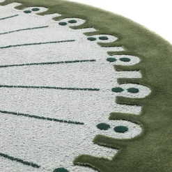 Tappeto CoDeco rotondo grigio e verde in lana e tencel di Marcante-Testa #2
