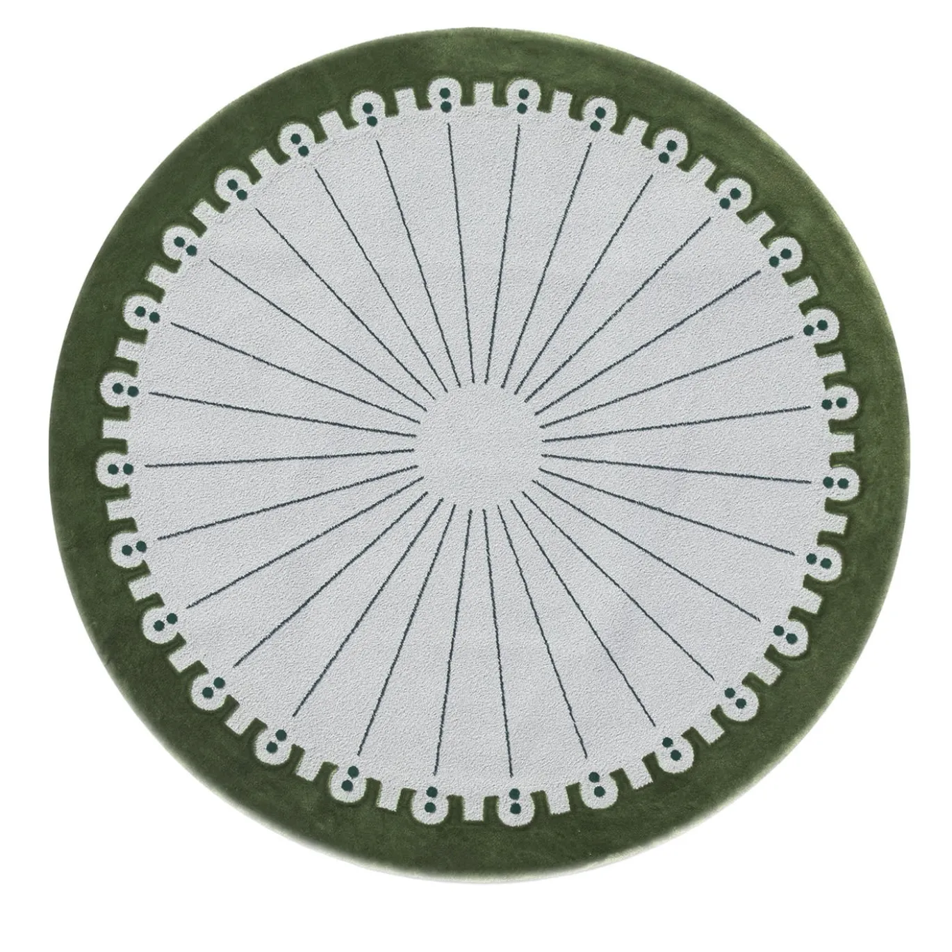 Tappeto CoDeco rotondo grigio e verde in lana e tencel di Marcante-Testa #2