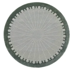 Tappeto CoDeco rotondo in lana e tencel grigio e verde di Marcante-Testa #1