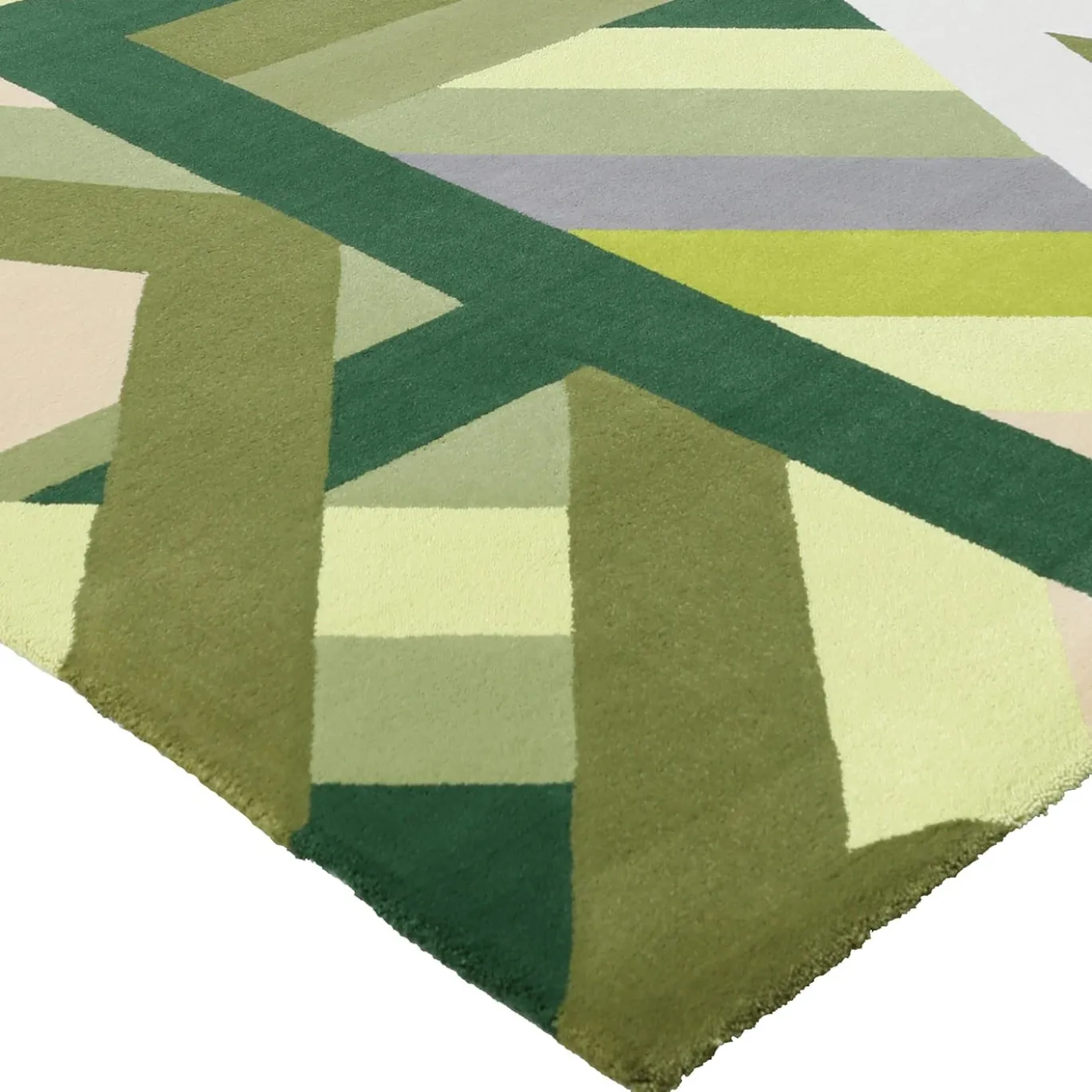 Tappeto Fannie geometrico in Lana della Nuova Zelanda Verde di Ken Scott